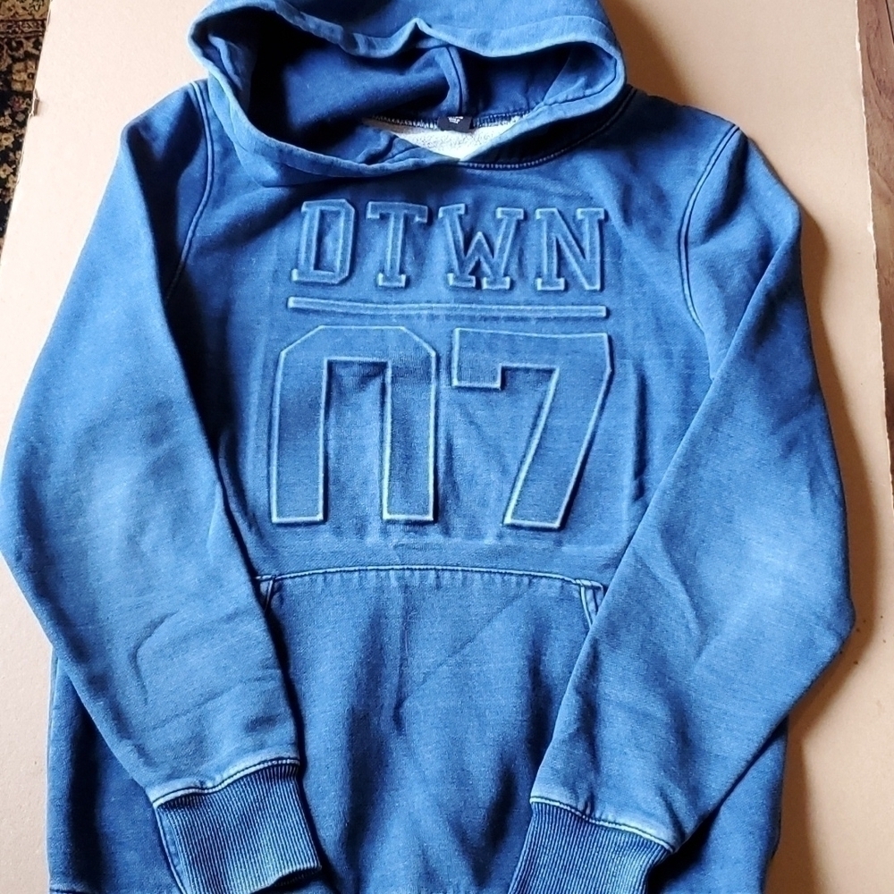 &Denim blue distressed DTWN hoodie sweatshirt 12-14 youth